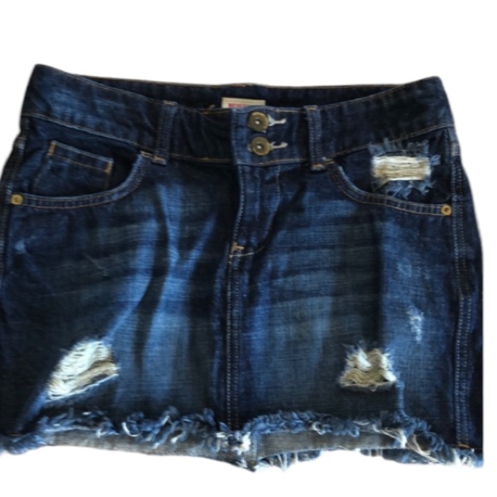 Mossimo blue jean distressed mini skirt summer denim juniors size 3